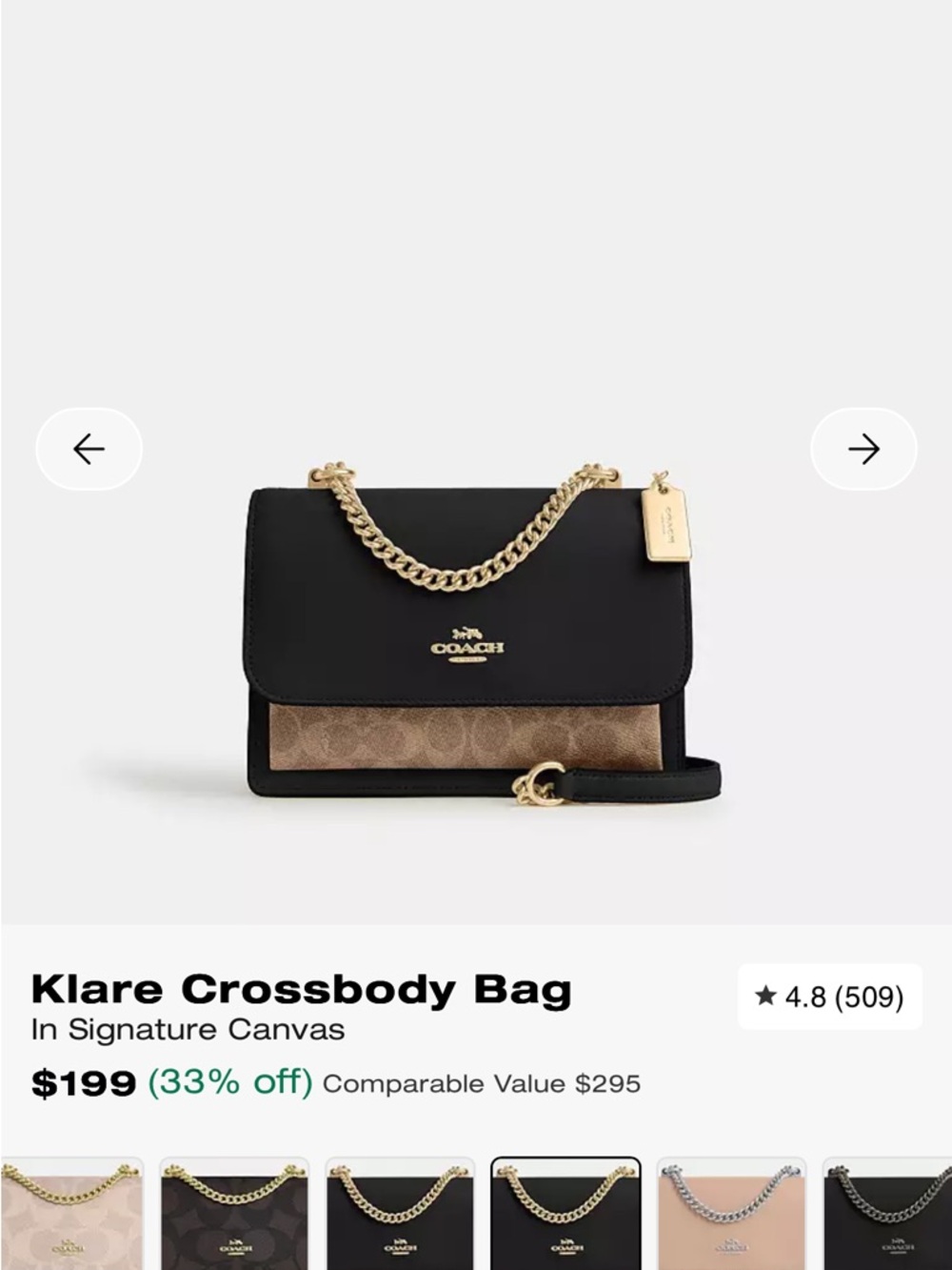 Authentic Coach Klare Crossbody Bag in Black and Signature Tan! NWT - Picture 2 of 6